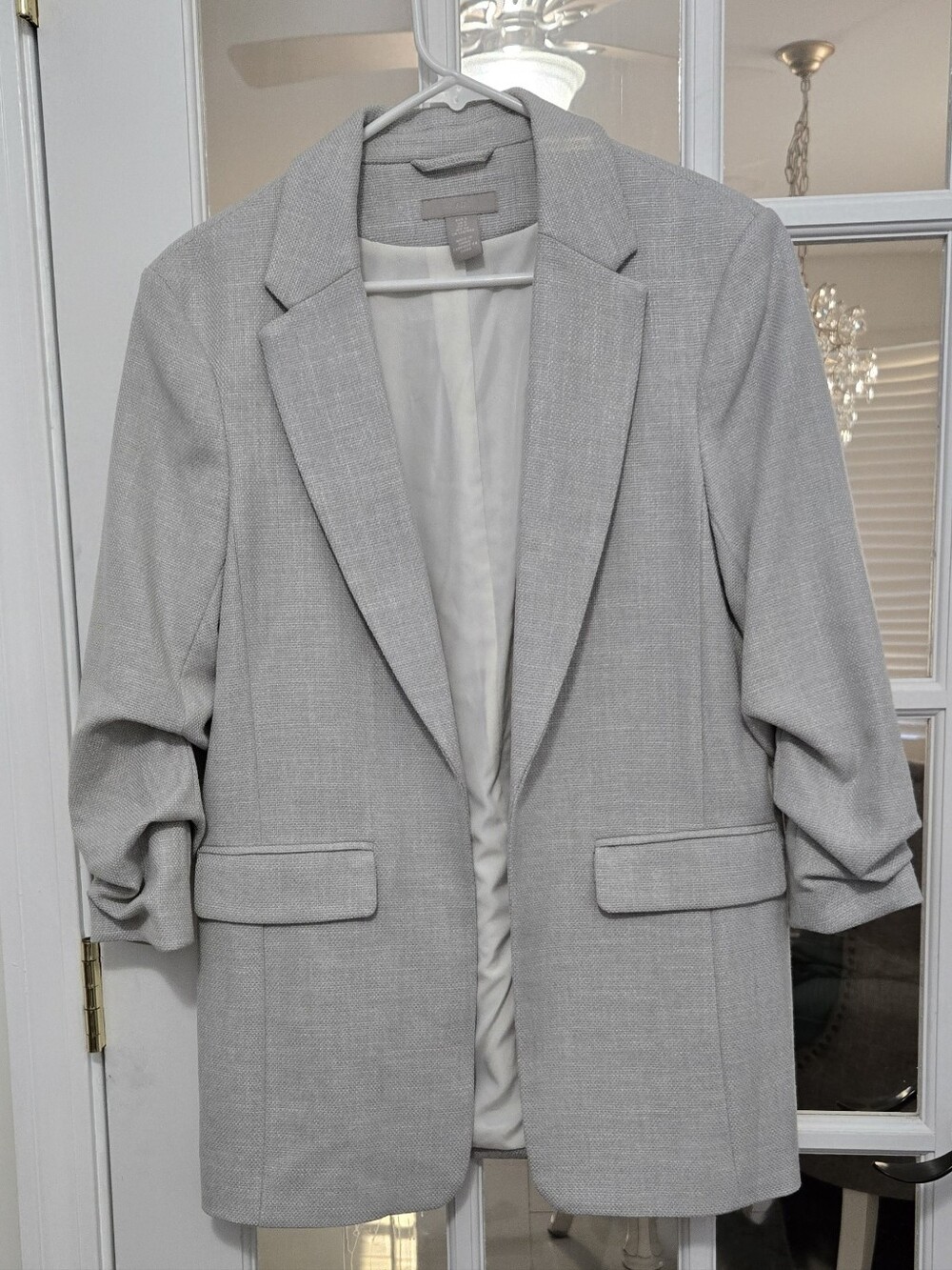 H&M Light Gray Women's Blazer - Tailored Open Front Jacket